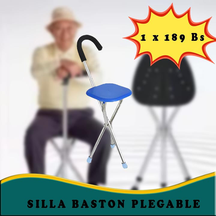 Silla Bastón Plegable de Acero Inoxidable