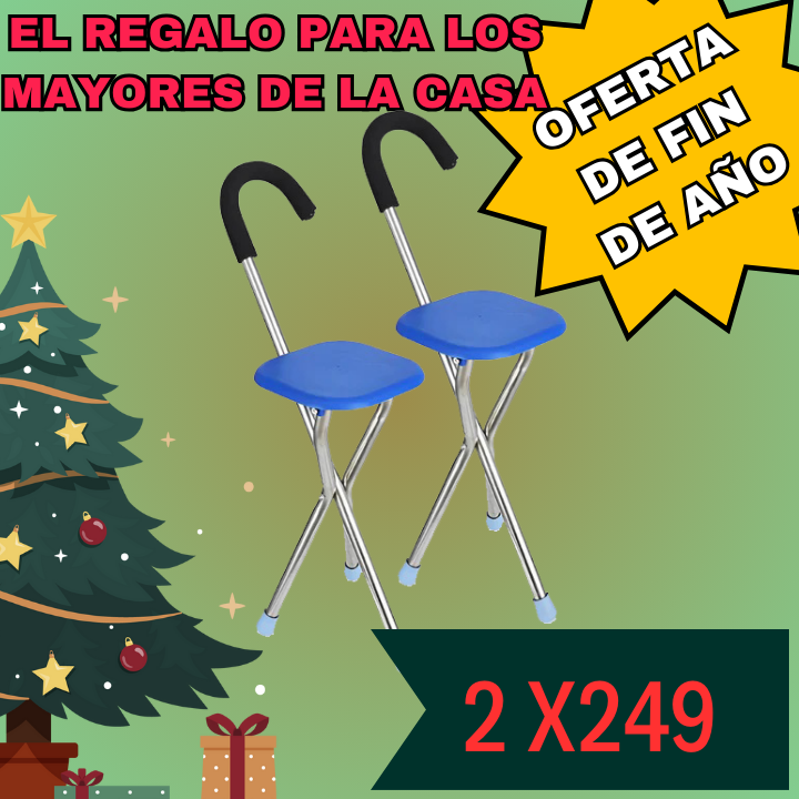 Silla Bastón Plegable de Acero Inoxidable