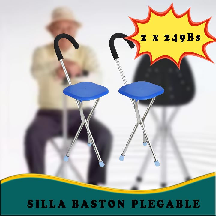 Silla Bastón Plegable de Acero Inoxidable