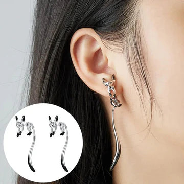 Pendientes con Forma de Zorro (Plateado)