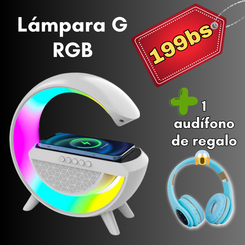 Lampara Parlante G RGB con Carga Inalámbrica (+ 1 Audífono de regalo🎁)