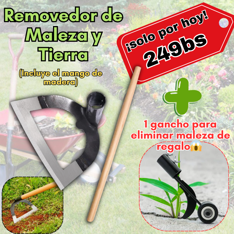 Removedor de Maleza y Tierra (+ Mango de Madera y Gancho de regalo)