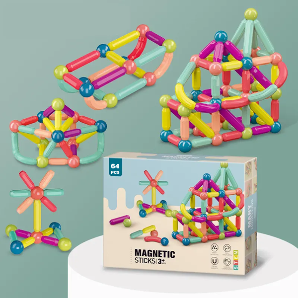 Palos Magnéticos Juego de Construcción para Niños (64 Piezas)