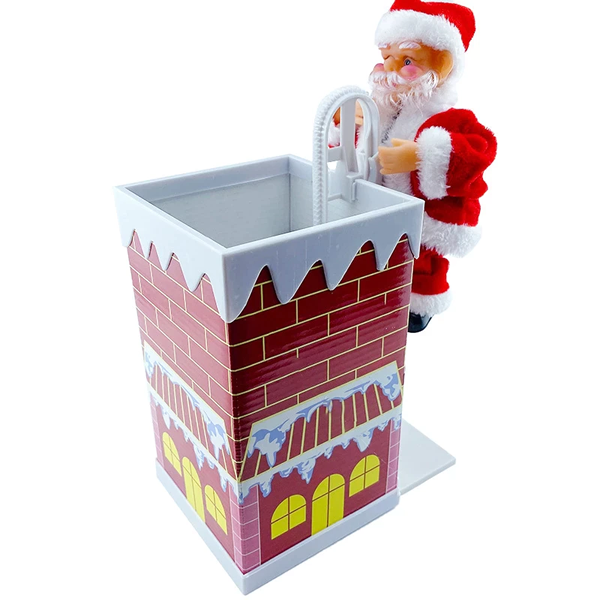 Papá Noel en Acción: Figura Decorativa de Chimenea Navideña