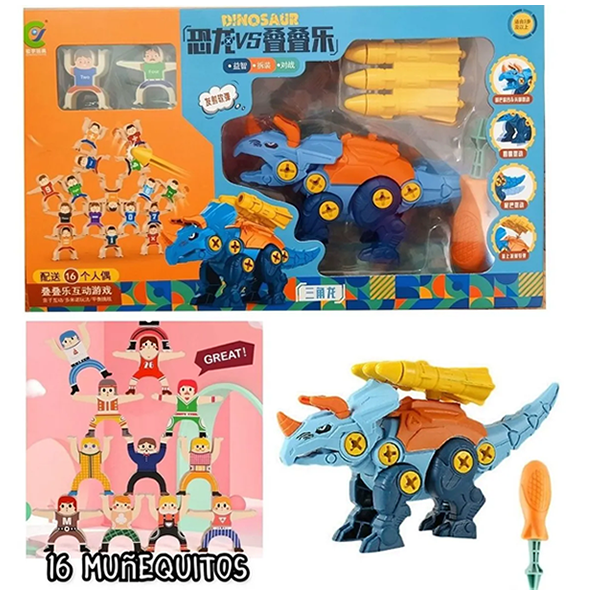 Dinosaurio Armable con Muñequitos para Derrumbar