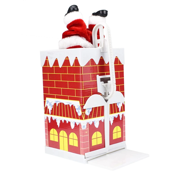 Papá Noel en Acción: Figura Decorativa de Chimenea Navideña